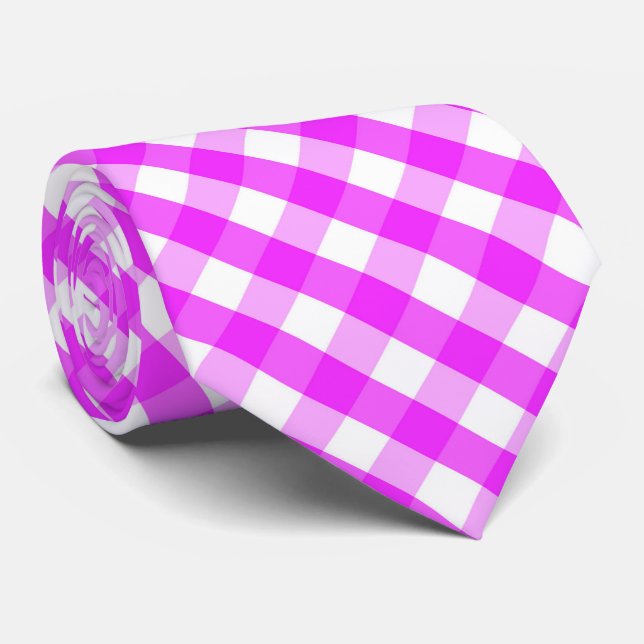 Gravata Pink white tiled plaid pattern  (Rolled)