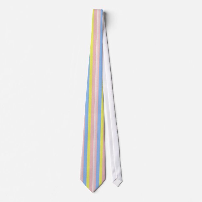 Gravata Pink Yellow Blue Striped Tie (Frente)
