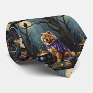 Gravata Pintura Caprichosa de Cachorro Chow Chow no Hallow