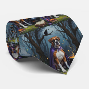 Gravata Pintura caprichosa de Halloween com cão Boxer