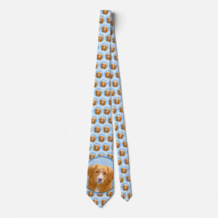 Gravata Pintura de Cão de Retriever com Pedra Nova Escóc