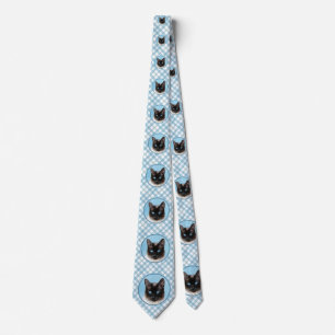 Gravata Pintura de Gatos Siameses - Arte de Gato Original