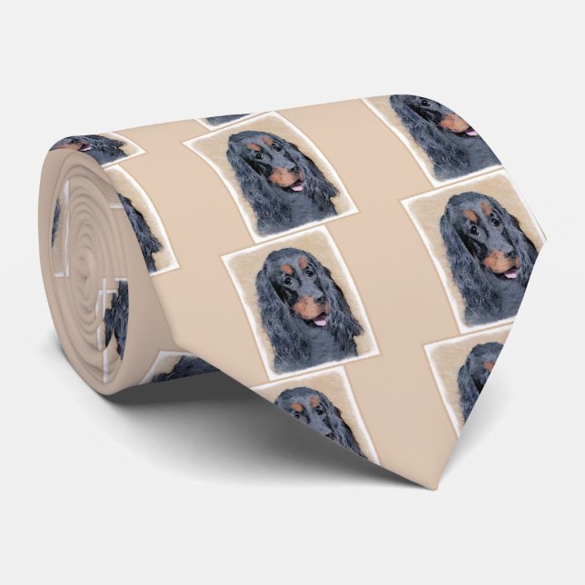 Gravata Pintura de Gordon Setter - Arte de Cachorro Origin (Rolled)