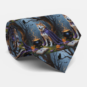 Gravata Pintura de Halloween Caprichosa do Cão Akita