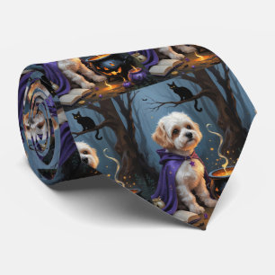 Gravata Pintura de Halloween Caprichosa do Cão Bichon Fris