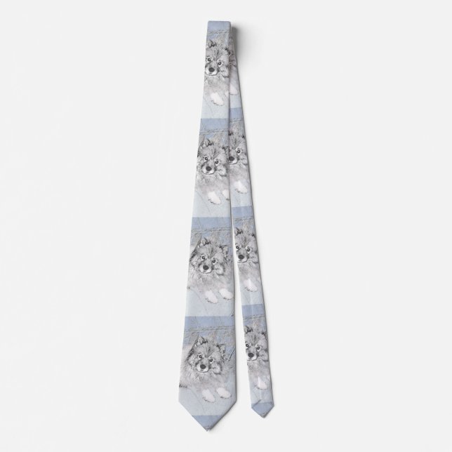 Gravata Pintura de Keeshond Beth - Arte de Cachorro Origin (Frente)