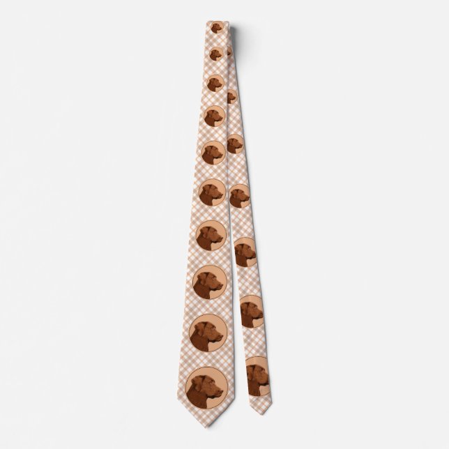 Gravata Pintura de Labrador Retriever (Chocolate) - Arte C (Frente)