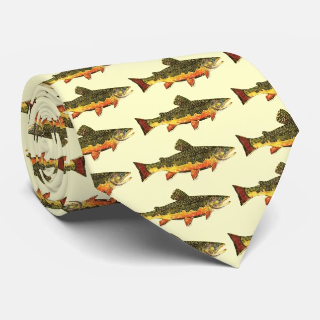 Gravata Pintura de Peixes de Brook Trout (Rolled)
