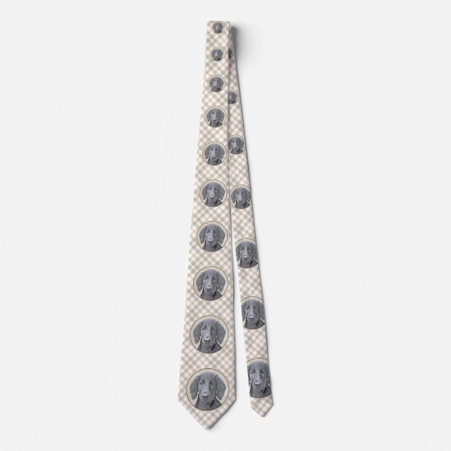 Gravata Pintura De Retriever Revestida Plana - Arte De Cão (Frente)