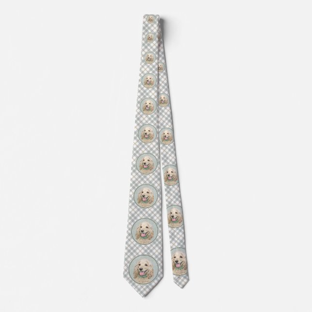 Gravata Pintura do Cocker Spaniel Buff - Arte Original par (Frente)