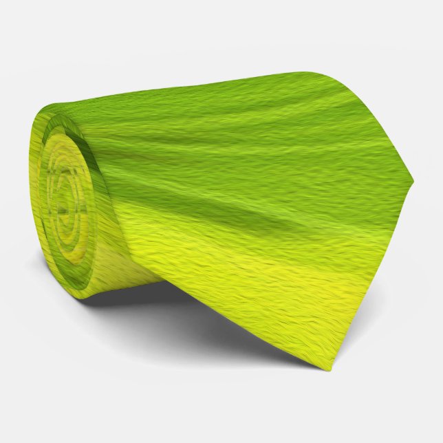 Gravata Pintura em espiral de arte líquida verde-Abstrato  (Rolled)