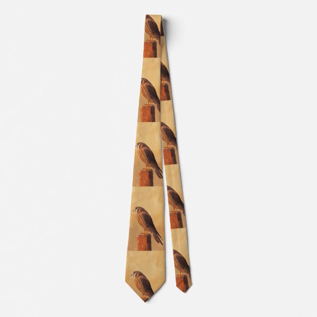 Gravata Pintura em Kestrel Americano - Arte original sobre (Frente)