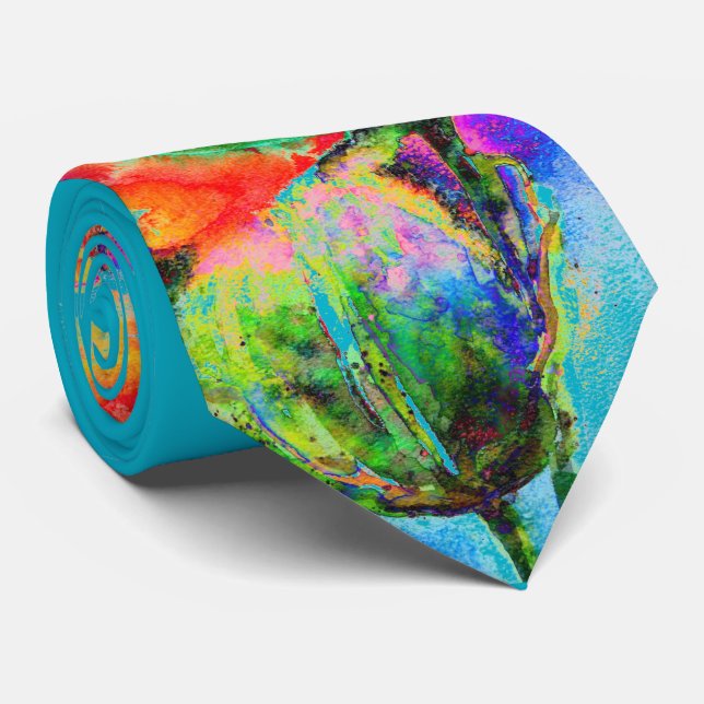 Gravata Pintura floral vermelha Elegante (Rolled)