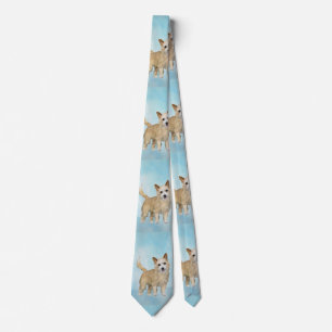 Gravata Pintura Portuguesa do Podengo Pequeno - Arte Origi