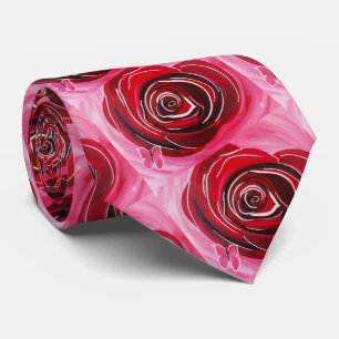 Gravata Pintura Rosa Borboleta por Alfred Fox