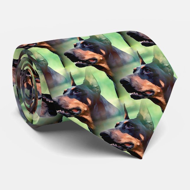 Gravata Pintura sonhadora da cara do Pinscher do Doberman (Rolled)