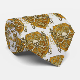 Gravata Pirata Skull Shield Family Crest sobrenome