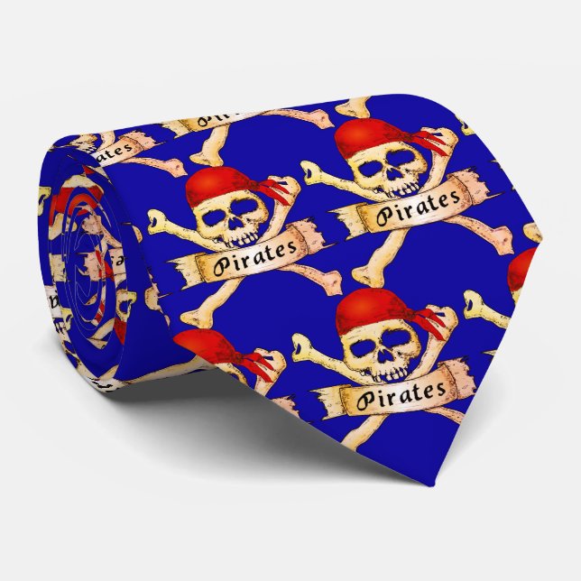 Gravata Pirates Team Mascot Futebol Baseball Tie (Rolled)