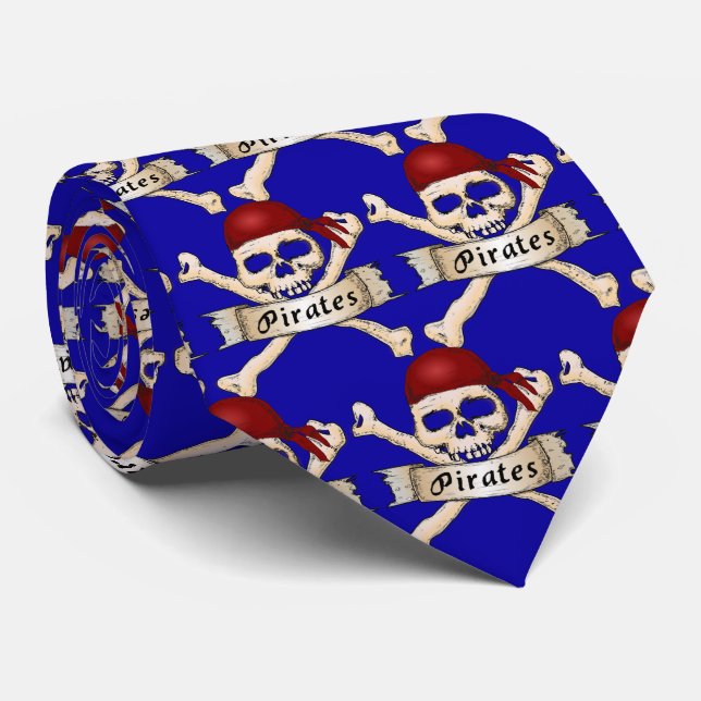 Gravata Pirates Team Mascot Futebol Baseball Tie (Rolled)