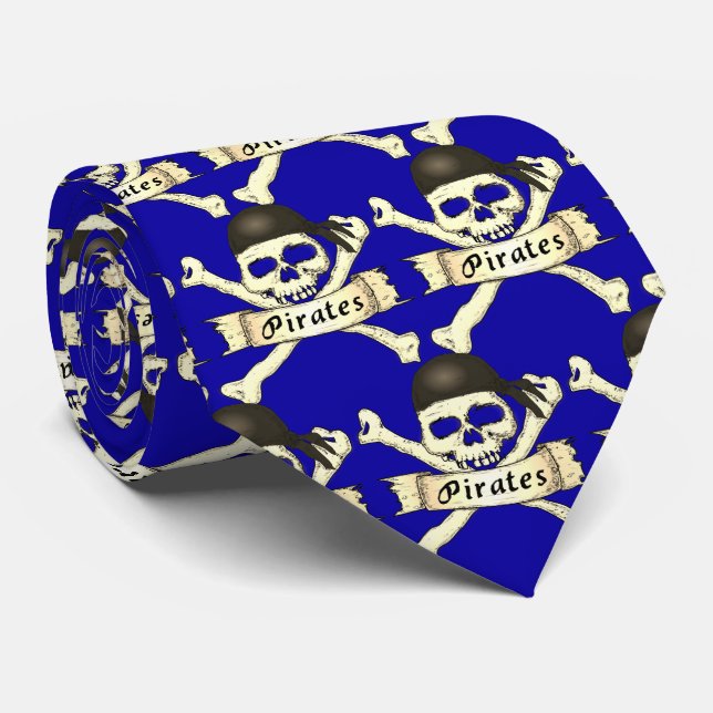 Gravata Pirates Team Mascot Futebol Baseball Tie (Rolled)
