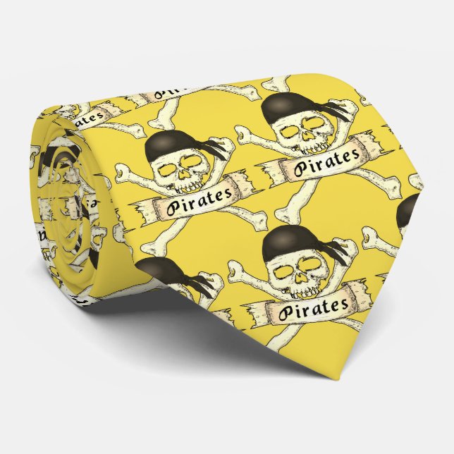 Gravata Pirates Team Mascot Futebol Baseball Tie (Rolled)