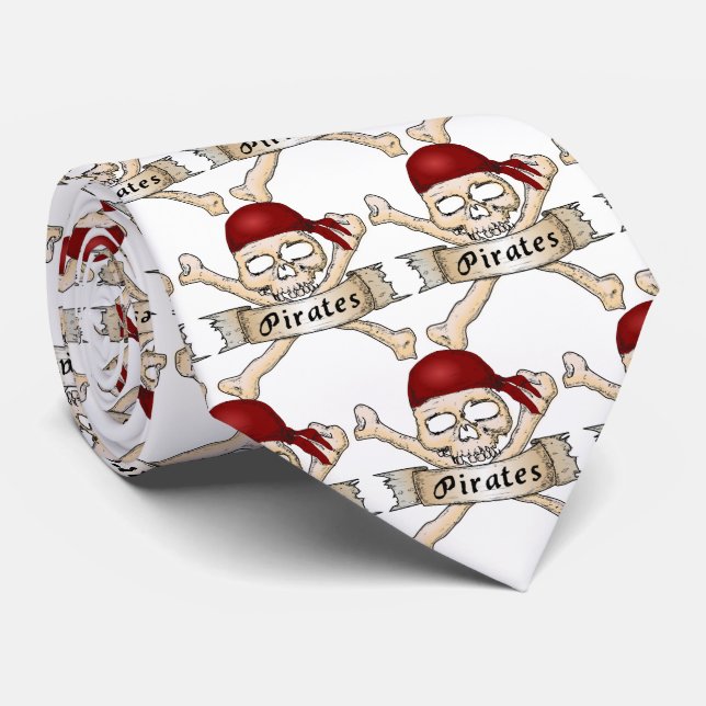 Gravata Pirates Team Mascot Futebol Baseball Tie (Rolled)