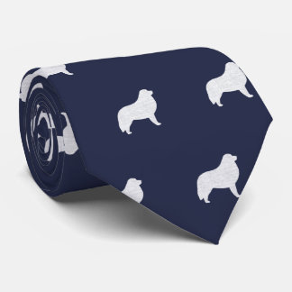 Gravata Pirenéus excelentes Cães Silhuettes Azul Padrão