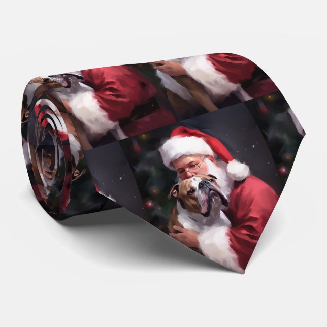 Gravata Pitbull com Papai Noel Natal Festivo (Rolled)