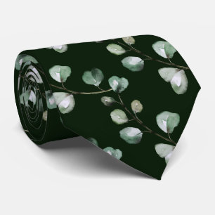 Gravata PixDezines Aquarela Eucalipto Verde Luxuriante