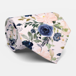 Gravata PixDezines Blush Blue Watercolor Flowers DIY color