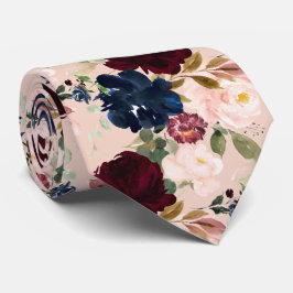 Gravata PixDezines Blush Burgundy Marinho H2 Flores