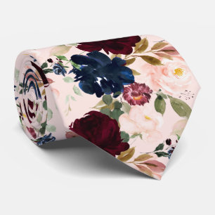 Gravata PixDezines Blush Burgundy Marinho H2 Flores