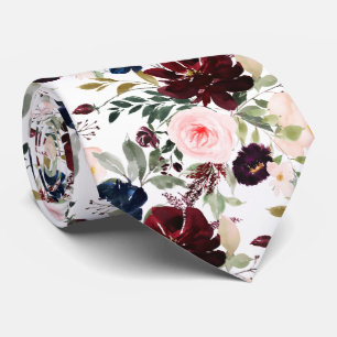 Gravata PixDezines Blush Burgundy Navy H2 Botânico