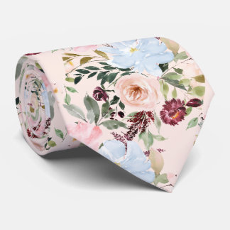Gravata PixDezines Blush Poeira Azul H2 Botânico