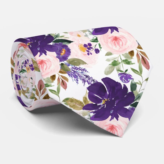 Gravata PixDezines Blush Violeta Roxo H2 Botânico (Rolled)