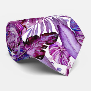 Gravata PixDezines Folhagem Roxa Merlot Jungle Havaiana