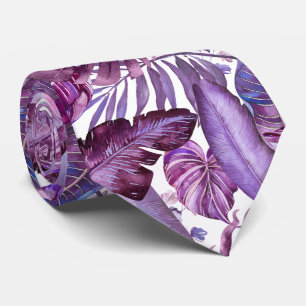 Gravata PixDezines Folhagem Roxa Merlot Jungle Havaiana