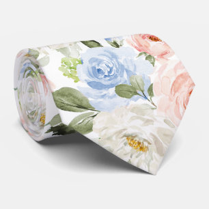 Gravata PixDezines H2 Blush Navy+Rosas Azul Empoeirado