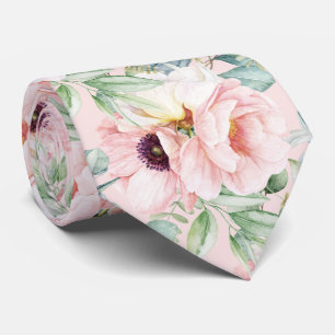 Gravata PixDezines H2 Blush Peonies Anemonias Eucalyptus