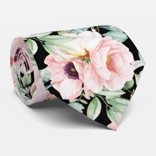 Gravata PixDezines H2 Blush Peonies Anemonias Eucalyptus N