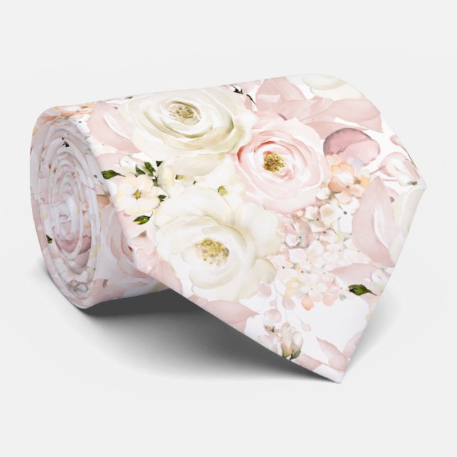 Gravata PixDezines H2 Cream Dusty Rosas DIY Fundo (Rolled)