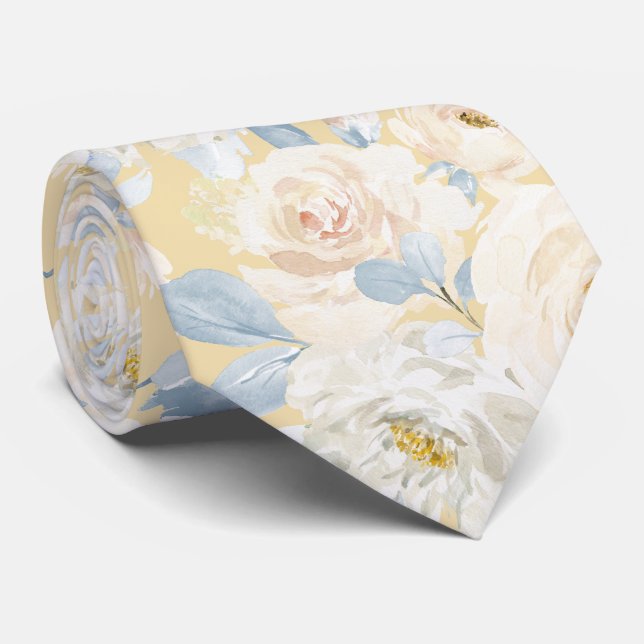 Gravata PixDezines H2 Dusty Blue Roses (Rolled)