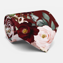 Gravata PixDezines H2 Flores Borgonhetas Turvas, Rosa Pint