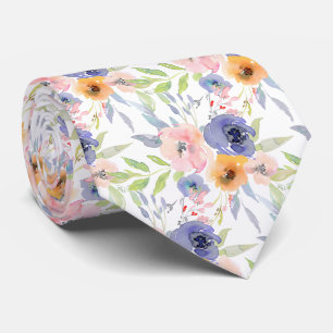 Gravata PixDezines H2 Flores da Primavera Bege Laranja Vio