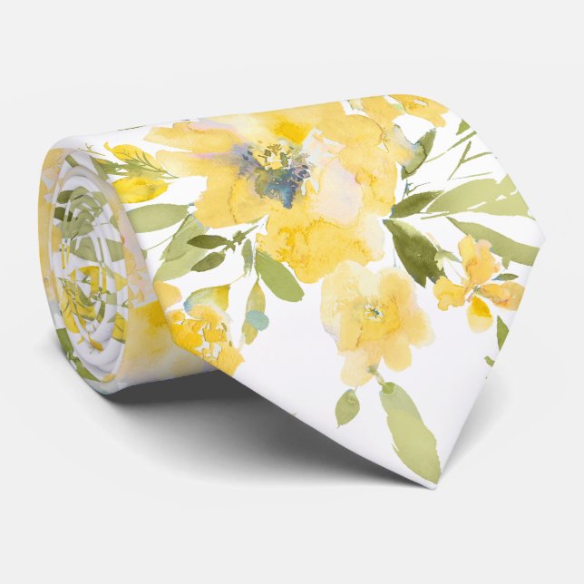 Gravata PixDezines H2 Flores da Primavera Rosas Amarelas A (Rolled)