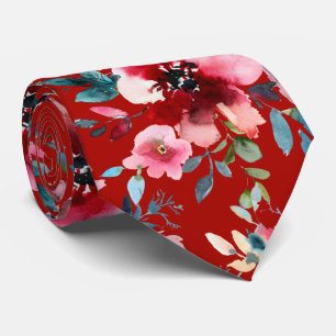Gravata PixDezines H2 Flores de Verão Burgundy Slate
