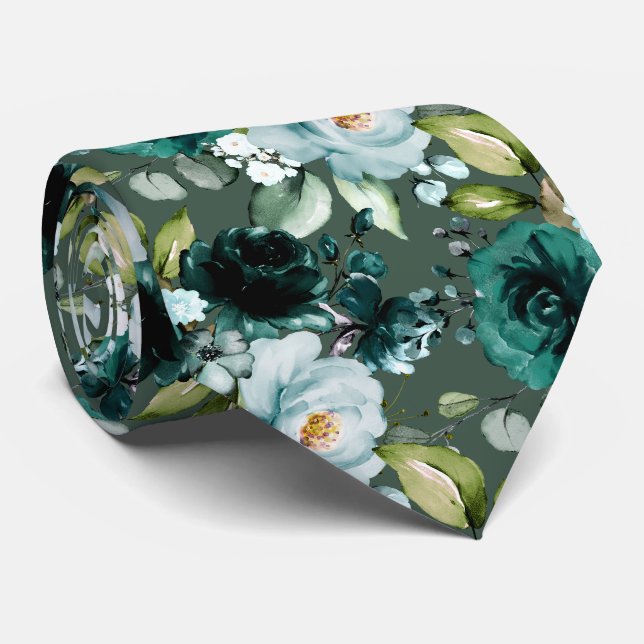 Gravata PixDezines H2 Flores Esmeralda Verde (Rolled)