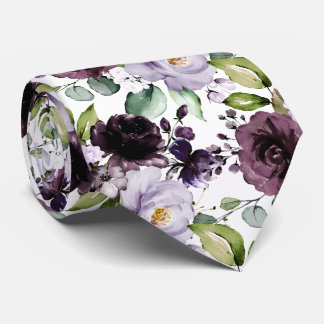 Gravata PixDezines H2 Flores Merlot Lavanda Roxo