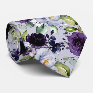 Gravata PixDezines H2 Flores Violeta Lavanda Roxo