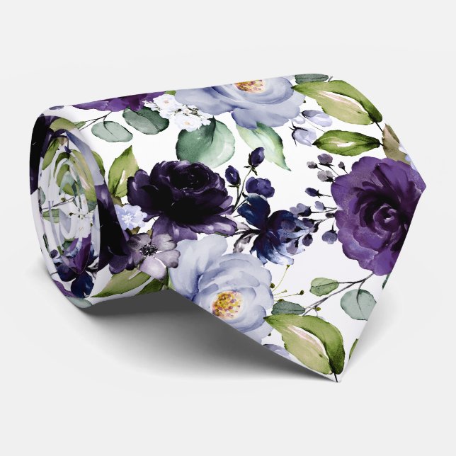 Gravata PixDezines H2 Flores Violeta Lavanda Roxo (Rolled)
